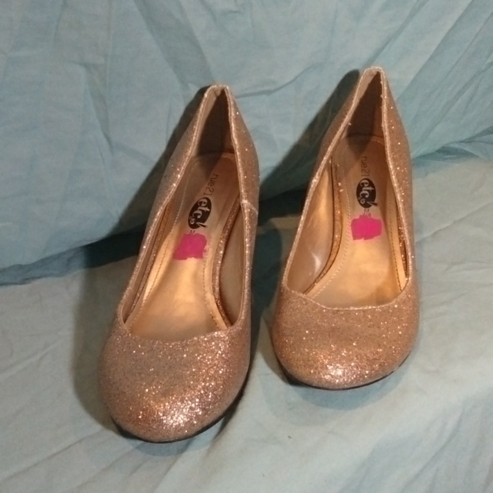 Glitter Gold Heels, Rue21, Medium Womens